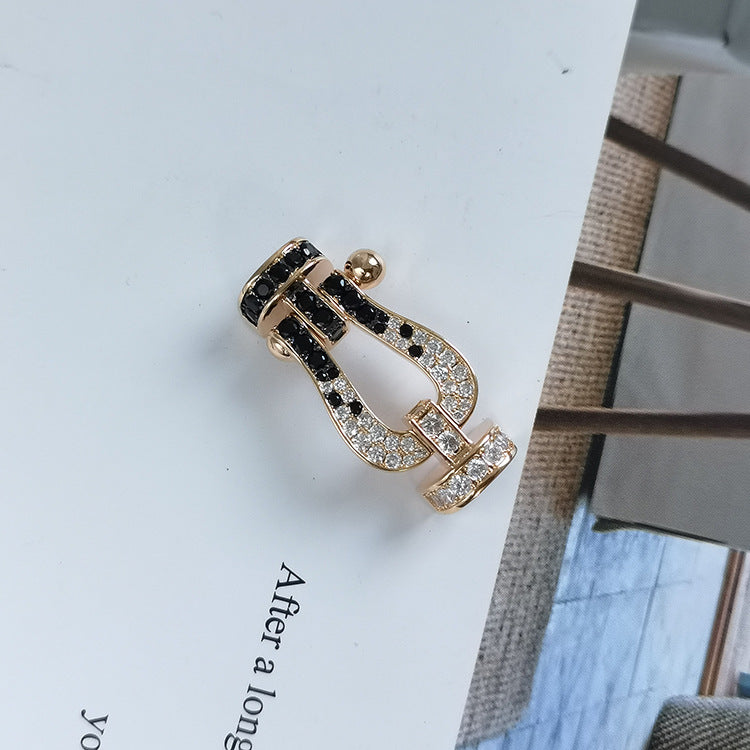 [Aurelle Style]FORCE LARGE HORSESHOE BLACK WHITE DIAMOND BRACELET ROSE GOLD