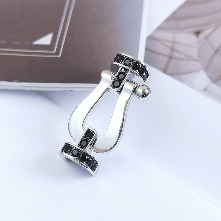 [Aurelle Style]FORCE LARGE HORSESHOE BLACK DIAMOND BRACELET SILVER