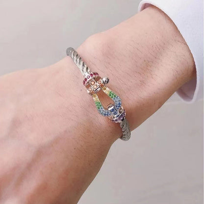 [Aurelle Style]FORCE LARGE HORSESHOE  COLORED DIAMOND BRACELET ROSE GOLD
