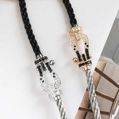 [Aurelle Style]FORCE LARGE HORSESHOE BLACK WHITE DIAMOND BRACELET ROSE GOLD