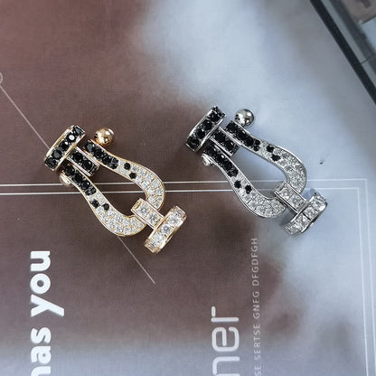 [Aurelle Style]FORCE LARGE HORSESHOE BLACK WHITE DIAMOND BRACELET ROSE GOLD