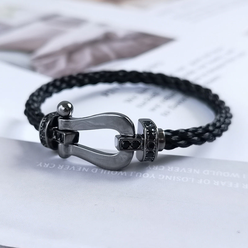 [Aurelle Style]FORCE LARGE SERIES HORSESHOE BLACK SAMURAI BRACELET