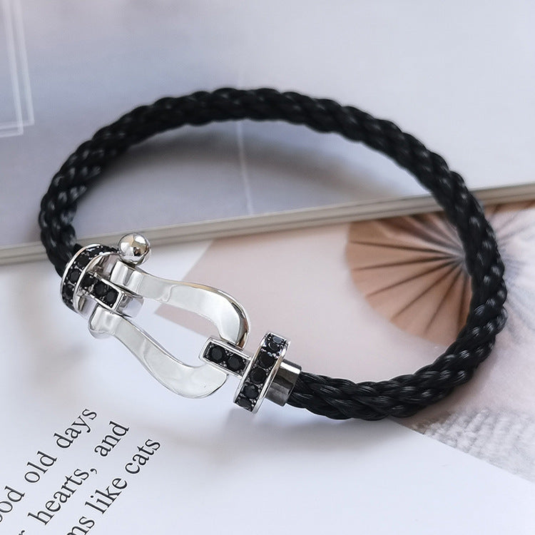 [Aurelle Style]FORCE LARGE HORSESHOE BLACK DIAMOND BRACELET SILVER