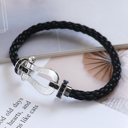 [Aurelle Style]FORCE LARGE HORSESHOE BLACK DIAMOND BRACELET SILVER