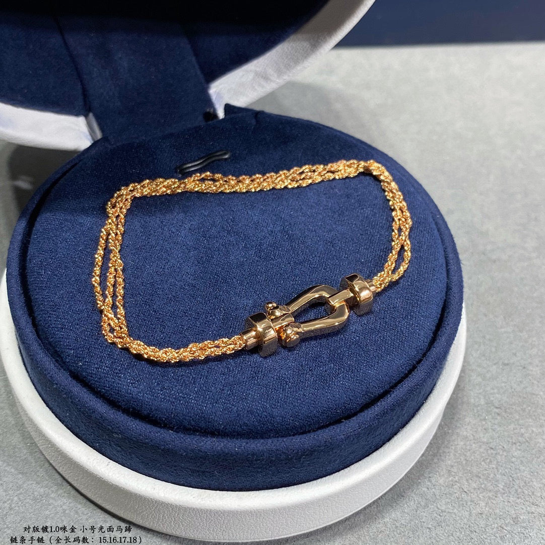 [Aurelle Style]FORCE SMALL HORSESHOE  DIAMOND CHAIN ROPE BRACELET