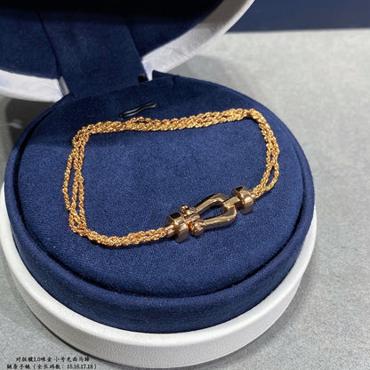 [Aurelle Style]FORCE SMALL HORSESHOE  DIAMOND CHAIN ROPE BRACELET