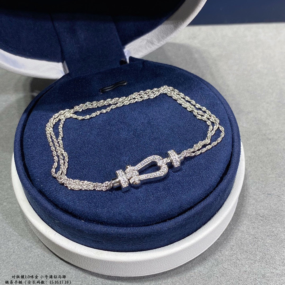 [Aurelle Style]FORCE SMALL HORSESHOE  DIAMOND CHAIN ROPE BRACELET
