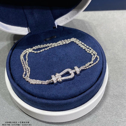 [Aurelle Style]FORCE SMALL HORSESHOE  DIAMOND CHAIN ROPE BRACELET