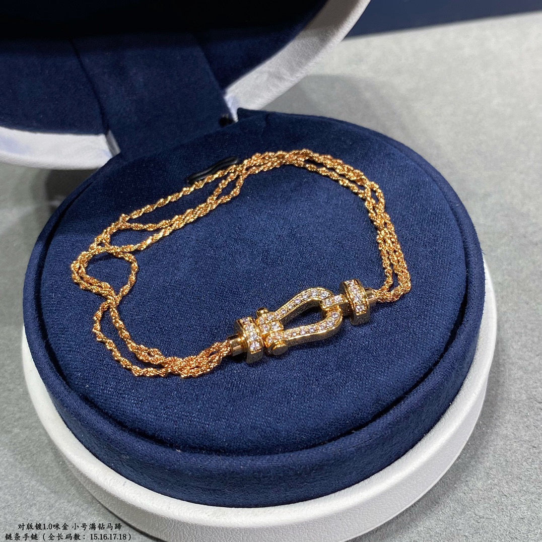 [Aurelle Style]FORCE SMALL HORSESHOE  DIAMOND CHAIN ROPE BRACELET