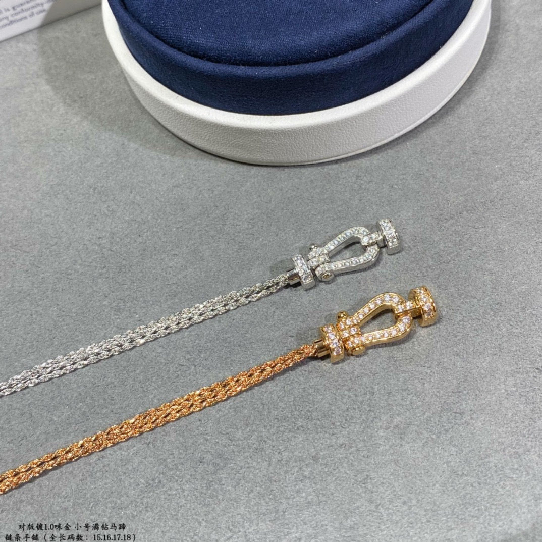 [Aurelle Style]FORCE SMALL HORSESHOE  DIAMOND CHAIN ROPE BRACELET