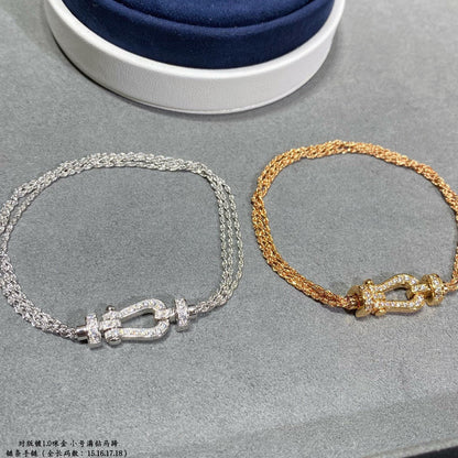 [Aurelle Style]FORCE SMALL HORSESHOE  DIAMOND CHAIN ROPE BRACELET