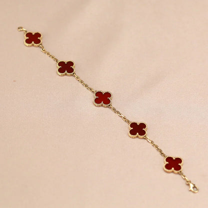 [Aurelle Style] CLOVER 5 MOTIF RED CORNELIAN BRACELET COLLECTION