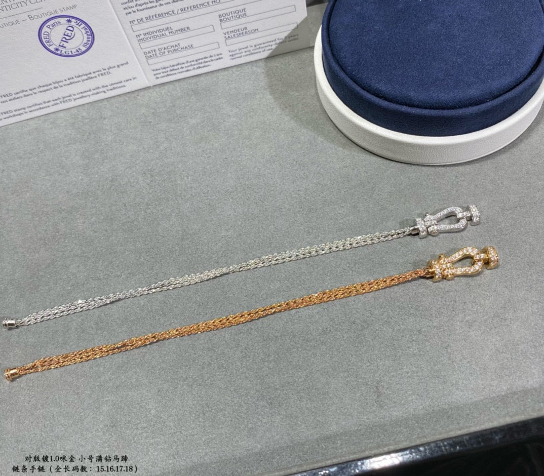[Aurelle Style]FORCE SMALL HORSESHOE  DIAMOND CHAIN ROPE BRACELET