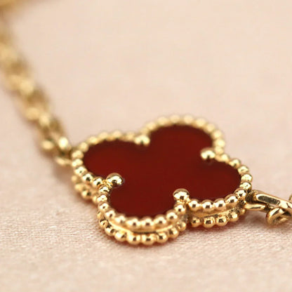 [Aurelle Style] CLOVER 5 MOTIF RED CORNELIAN BRACELET COLLECTION