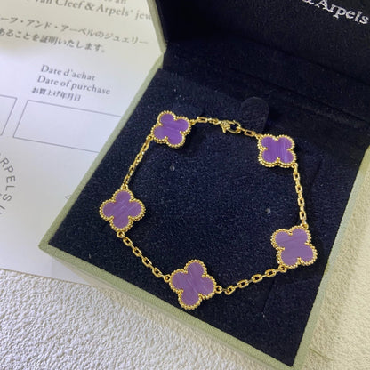 [Aurelle Style]CLOVER  5 MOTIFS  PURPLE VIOLET BRACELET