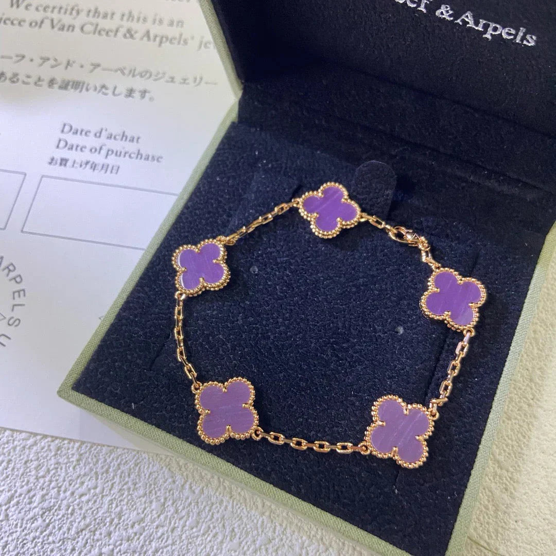 [Aurelle Style] CLOVER 5 MOTIF VIOLET BRACELET COLLECTION