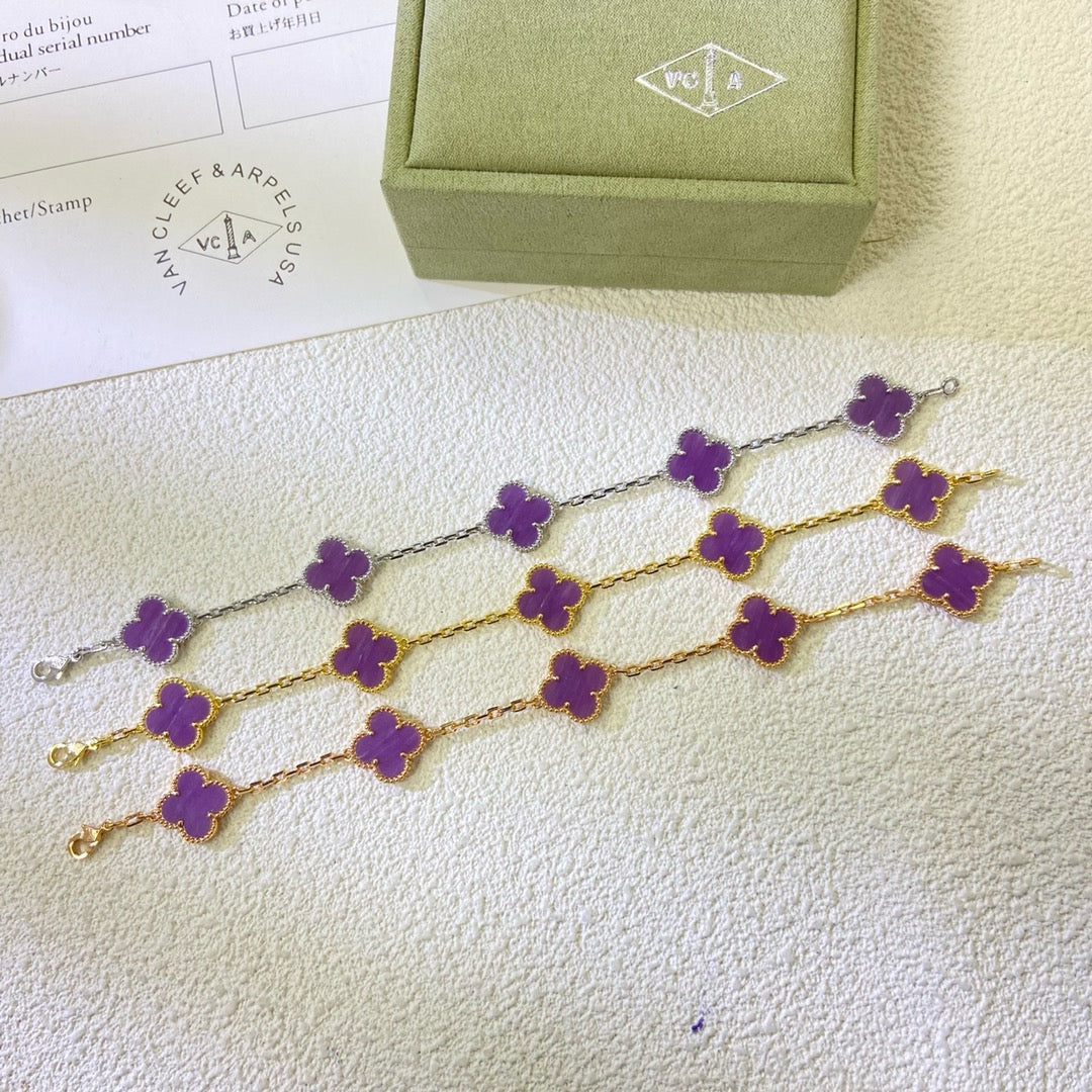 [Aurelle Style]CLOVER  5 MOTIFS  PURPLE VIOLET BRACELET