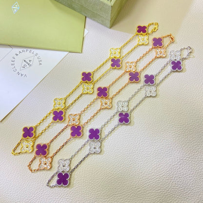 [Aurelle Style]CLOVER 10 MOTIFS  PURPLE VIOLET DIAMOND NECKLACE