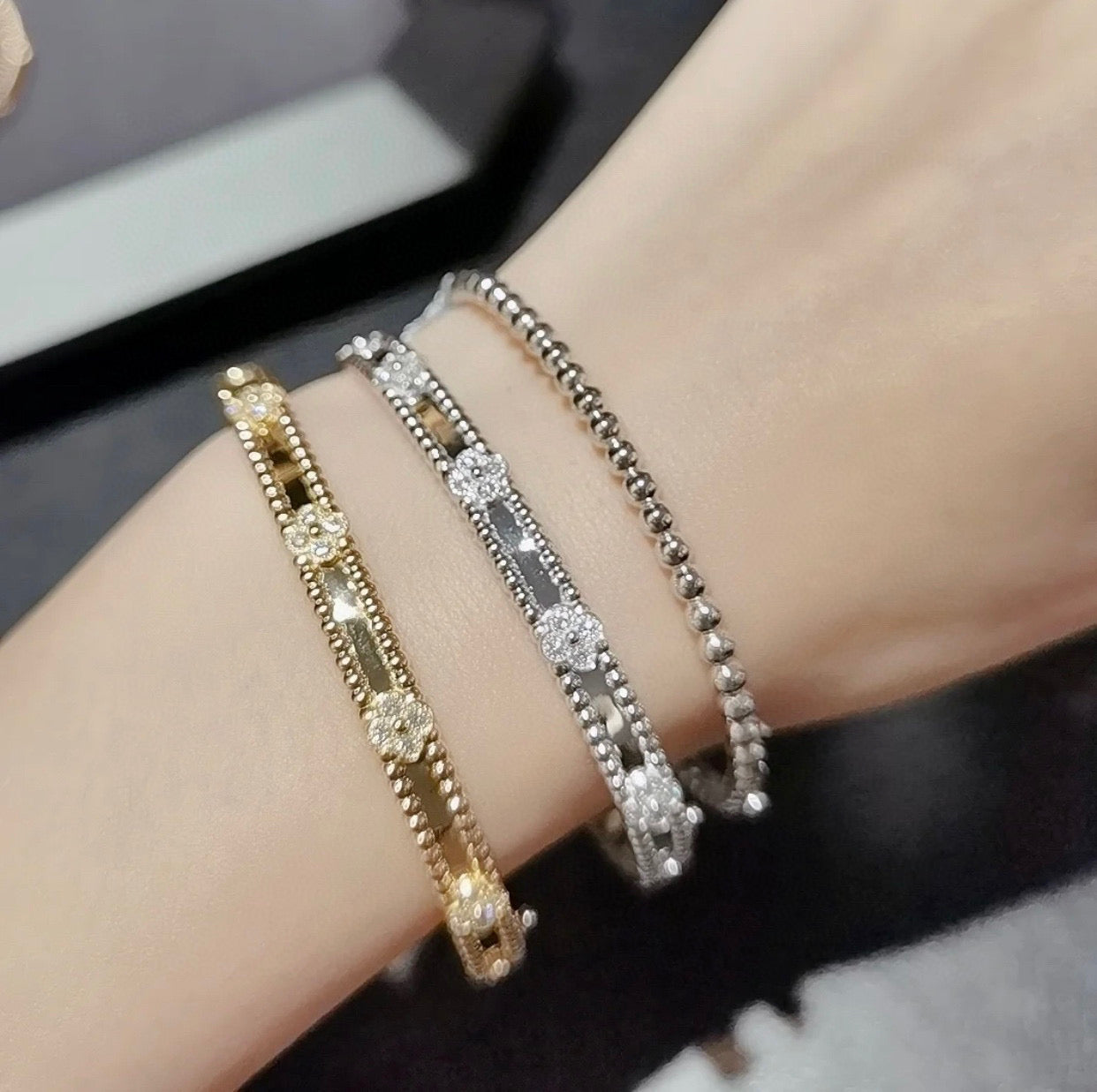 [Aurelle Style]CLOVER BRACELET 4MM DIAMONDS