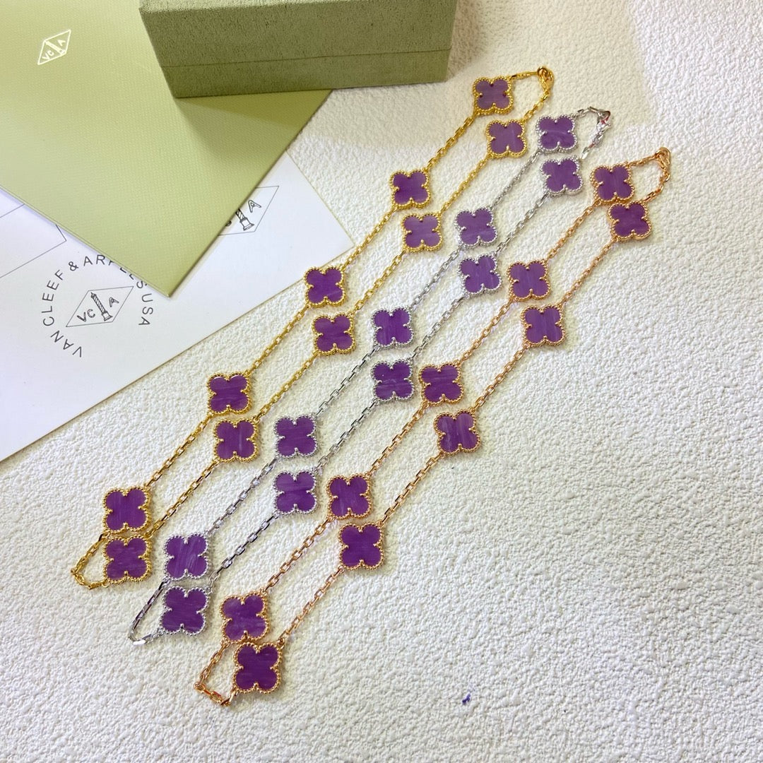 [Aurelle Style]CLOVER 10 MOTIFS  PURPLE VIOLET  NECKLACE