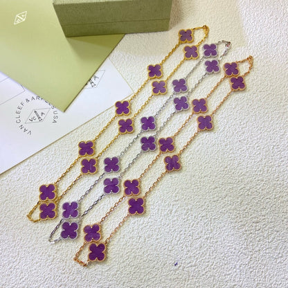 [Aurelle Style]CLOVER 10 MOTIFS  PURPLE VIOLET  NECKLACE