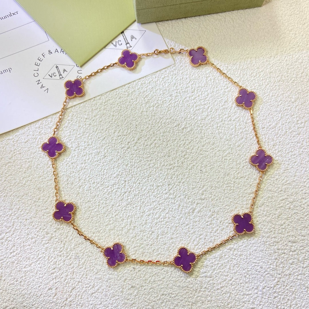 [Aurelle Style]CLOVER 10 MOTIFS  PURPLE VIOLET  NECKLACE