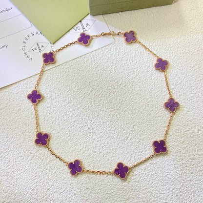 [Aurelle Style]CLOVER 10 MOTIFS  PURPLE VIOLET  NECKLACE