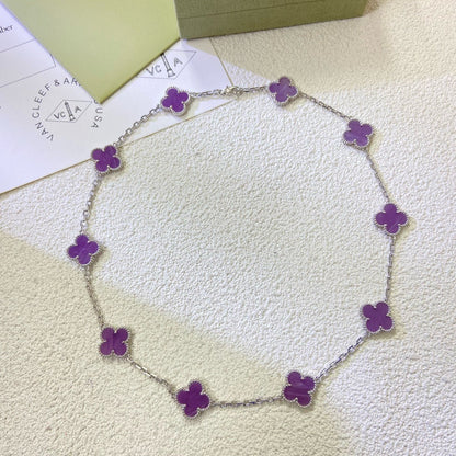 [Aurelle Style]CLOVER 10 MOTIFS  PURPLE VIOLET  NECKLACE