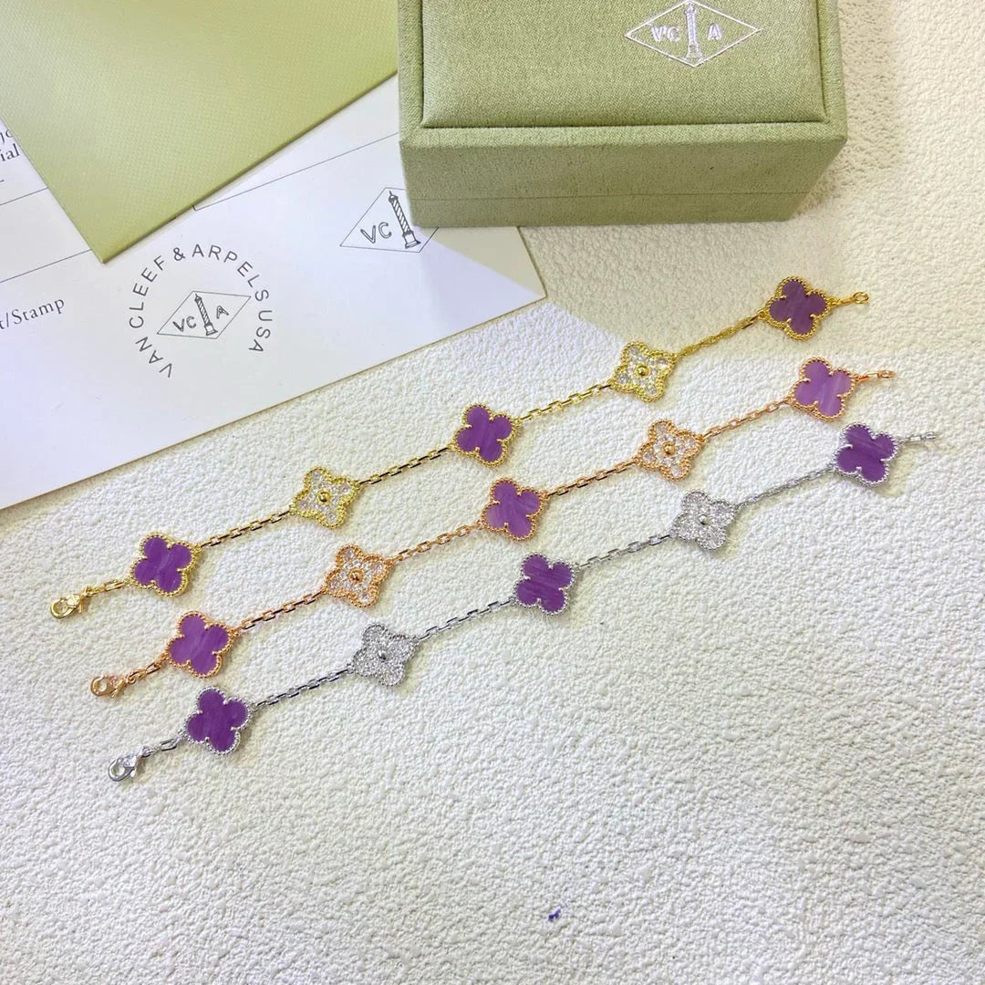 [Aurelle Style] CLOVER 5 MOTIF VIOLET BRACELET COLLECTION
