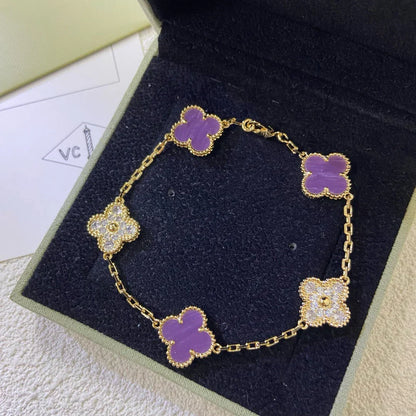 [Aurelle Style] CLOVER 5 MOTIF VIOLET BRACELET COLLECTION