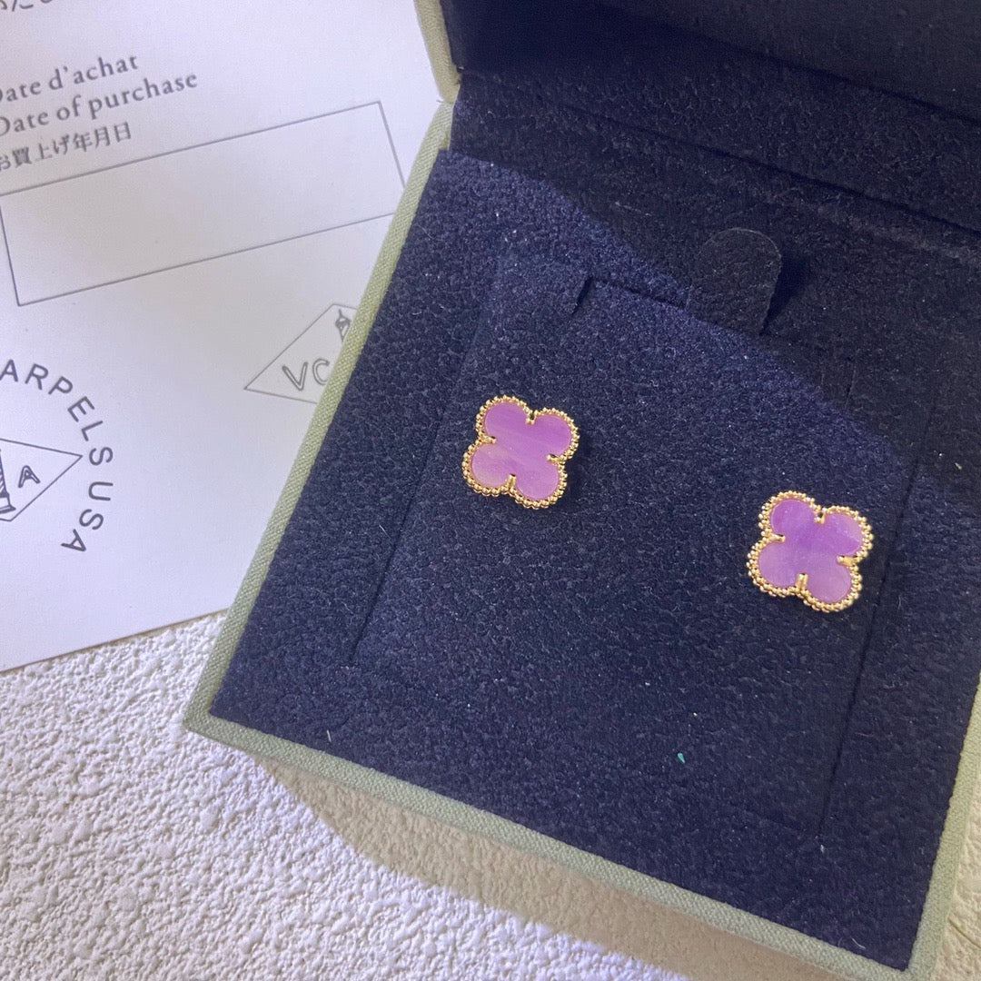 [Aurelle Style]CLOVER MINI 9.5MM  PURPLE VIOLET EARRINGS