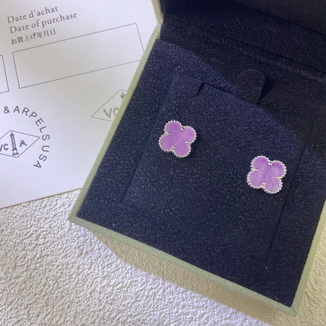 [Aurelle Style]CLOVER MINI 9.5MM  PURPLE VIOLET EARRINGS