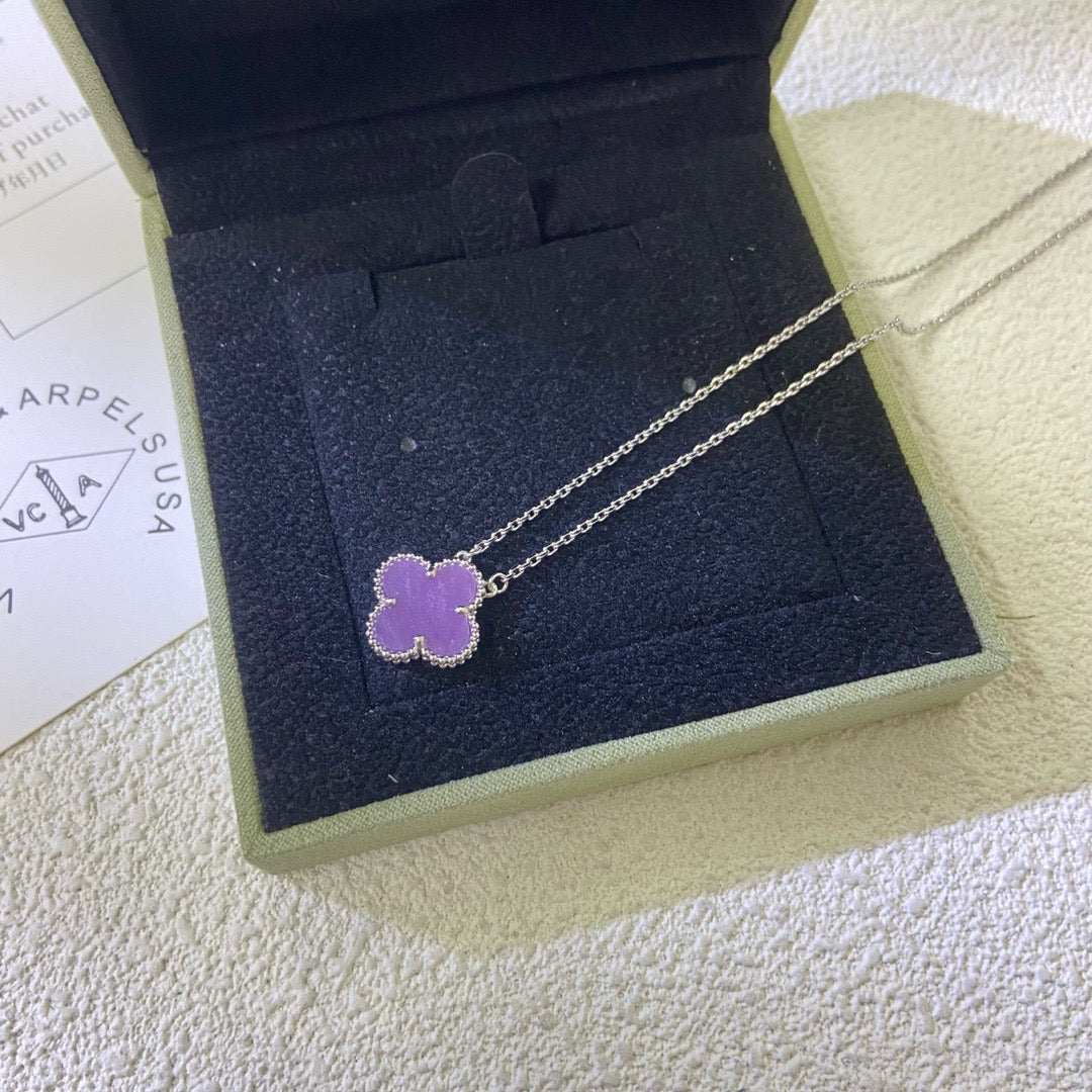 [Aurelle Style]CLOVER 15MM  PURPLE VIOLET NECKLACE