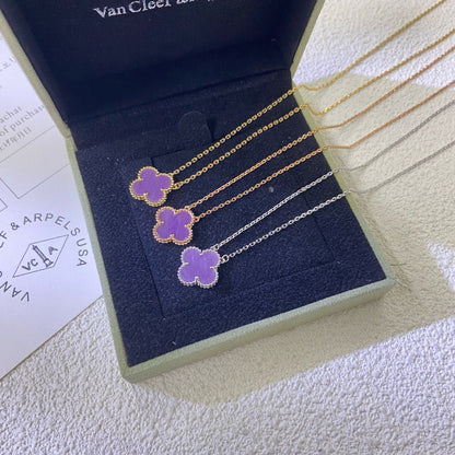 [Aurelle Style]CLOVER 15MM  PURPLE VIOLET NECKLACE
