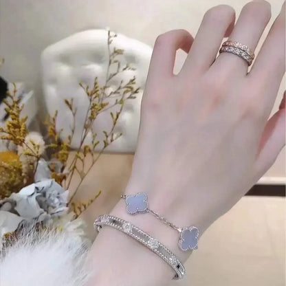 [Aurelle Style] CLOVER 5 MOTIF PURPLE CHALCEDONY BRACELET COLLECTION