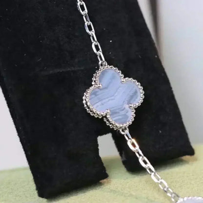 [Aurelle Style] CLOVER 5 MOTIF PURPLE CHALCEDONY BRACELET COLLECTION