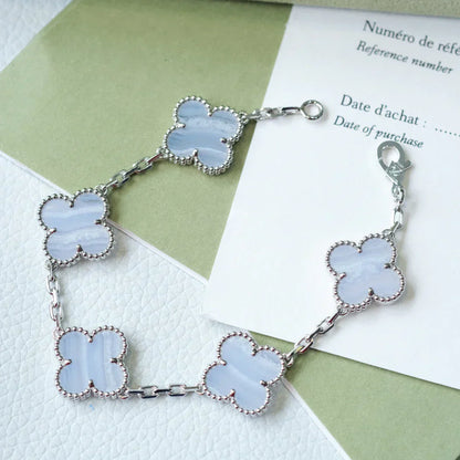 [Aurelle Style] CLOVER 5 MOTIF PURPLE CHALCEDONY BRACELET COLLECTION