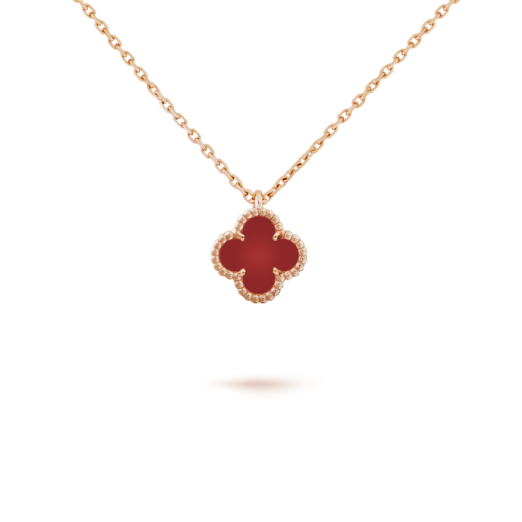 [Aurelle Style]CLOVER MINI 9.5MM WHITE CARNELIANS NECKLACE