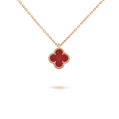 [Aurelle Style]CLOVER MINI 9.5MM WHITE CARNELIANS NECKLACE