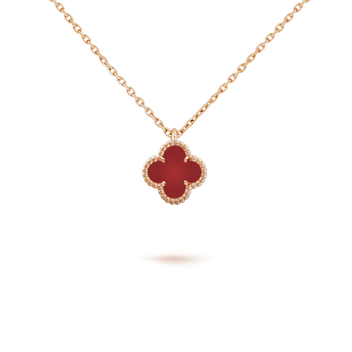 [Aurelle Style]CLOVER MINI 9.5MM WHITE CARNELIANS NECKLACE