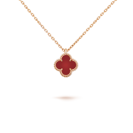 [Aurelle Style]CLOVER MINI 9.5MM WHITE CARNELIANS NECKLACE