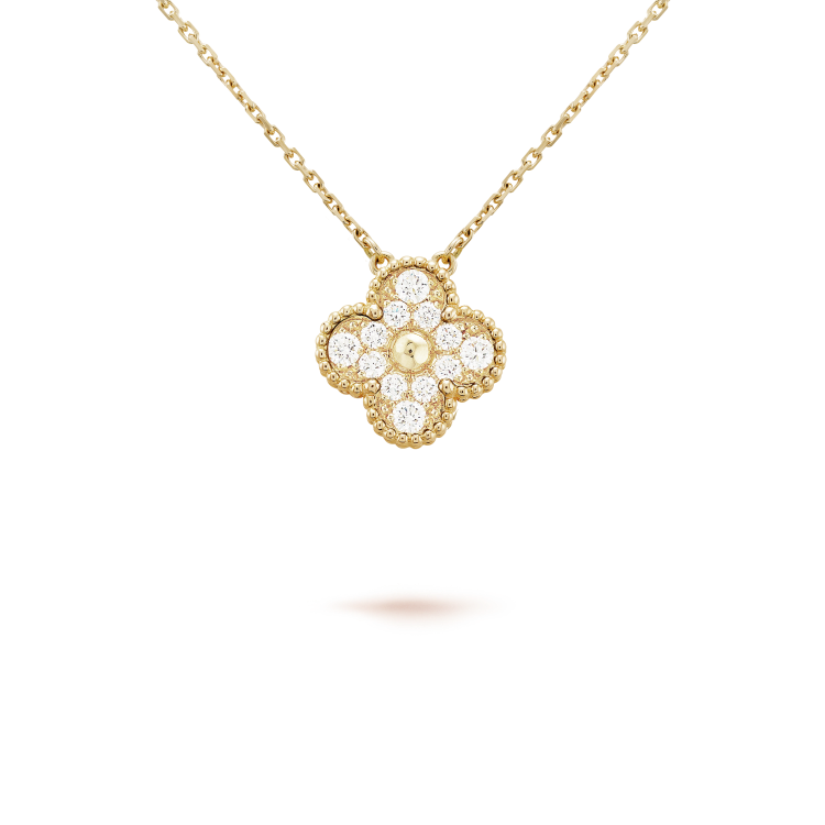 [Aurelle Style]CLOVER 15MM DIAMOND SINGLE FLOWER NECKLACE