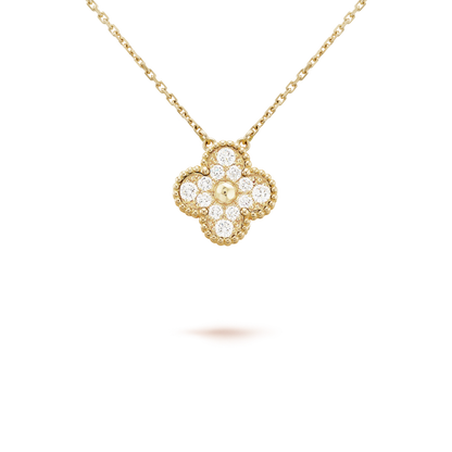 [Aurelle Style]CLOVER 15MM DIAMOND SINGLE FLOWER NECKLACE