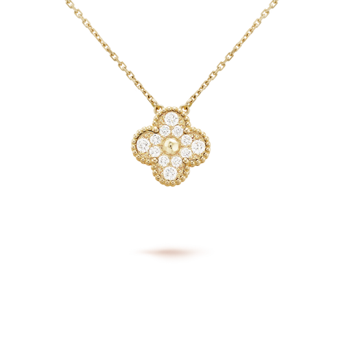 [Aurelle Style]CLOVER 15MM DIAMOND SINGLE FLOWER NECKLACE