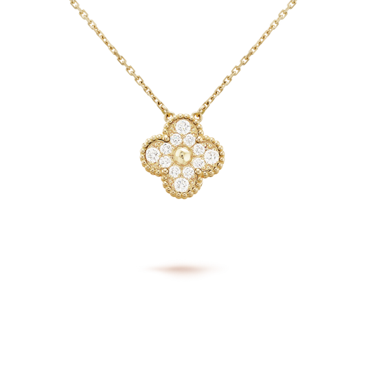 [Aurelle Style]CLOVER 15MM DIAMOND SINGLE FLOWER NECKLACE