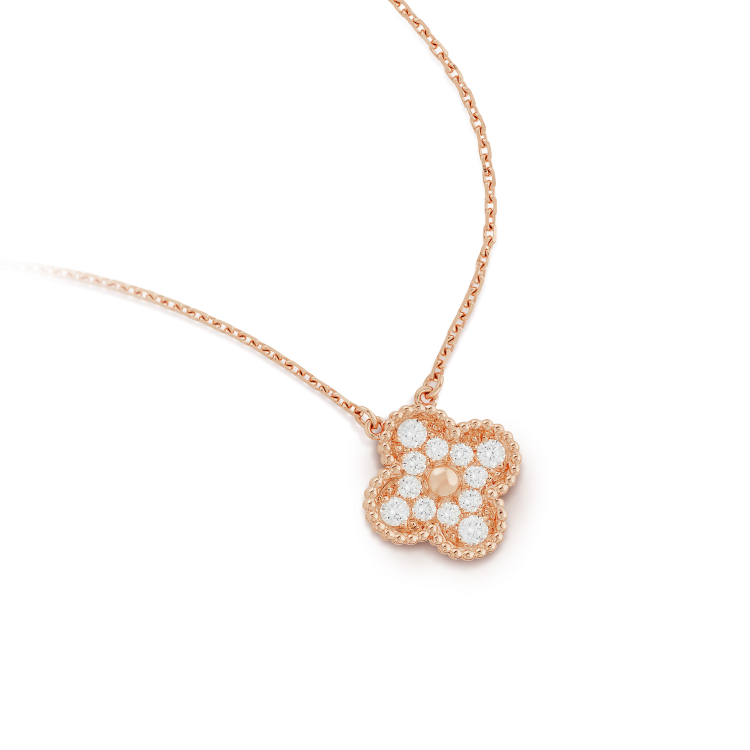 [Aurelle Style]CLOVER 15MM DIAMOND SINGLE FLOWER NECKLACE
