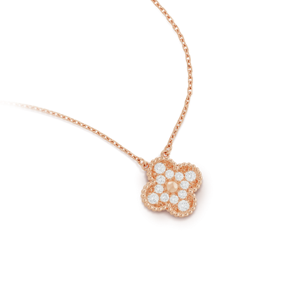 [Aurelle Style]CLOVER 15MM DIAMOND SINGLE FLOWER NECKLACE