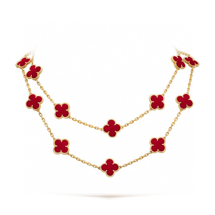 [Aurelle Style]CLOVER 20 MOTIFS CARNELIAN NECKLACE