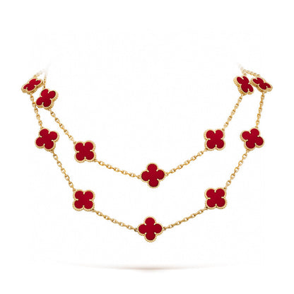 [Aurelle Style]CLOVER 20 MOTIFS CARNELIAN NECKLACE