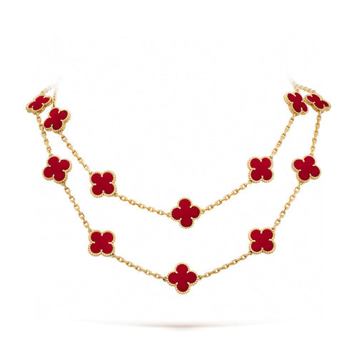 [Aurelle Style]CLOVER 20 MOTIFS CARNELIAN NECKLACE